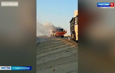 На Ставрополье загорелась грузовая машина На Ставрополье загорелась грузовая машина